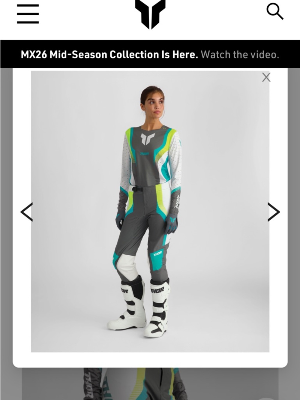 Thor Women's Grey Teal Lime Motocross Jersey and Pants